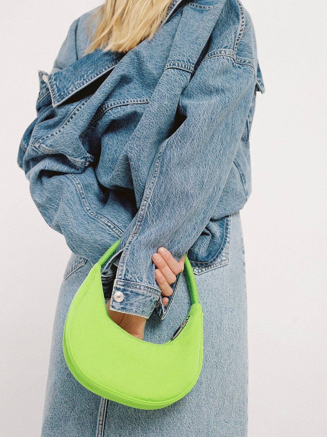 Half Moon Style Baguette Bag MANGO Green