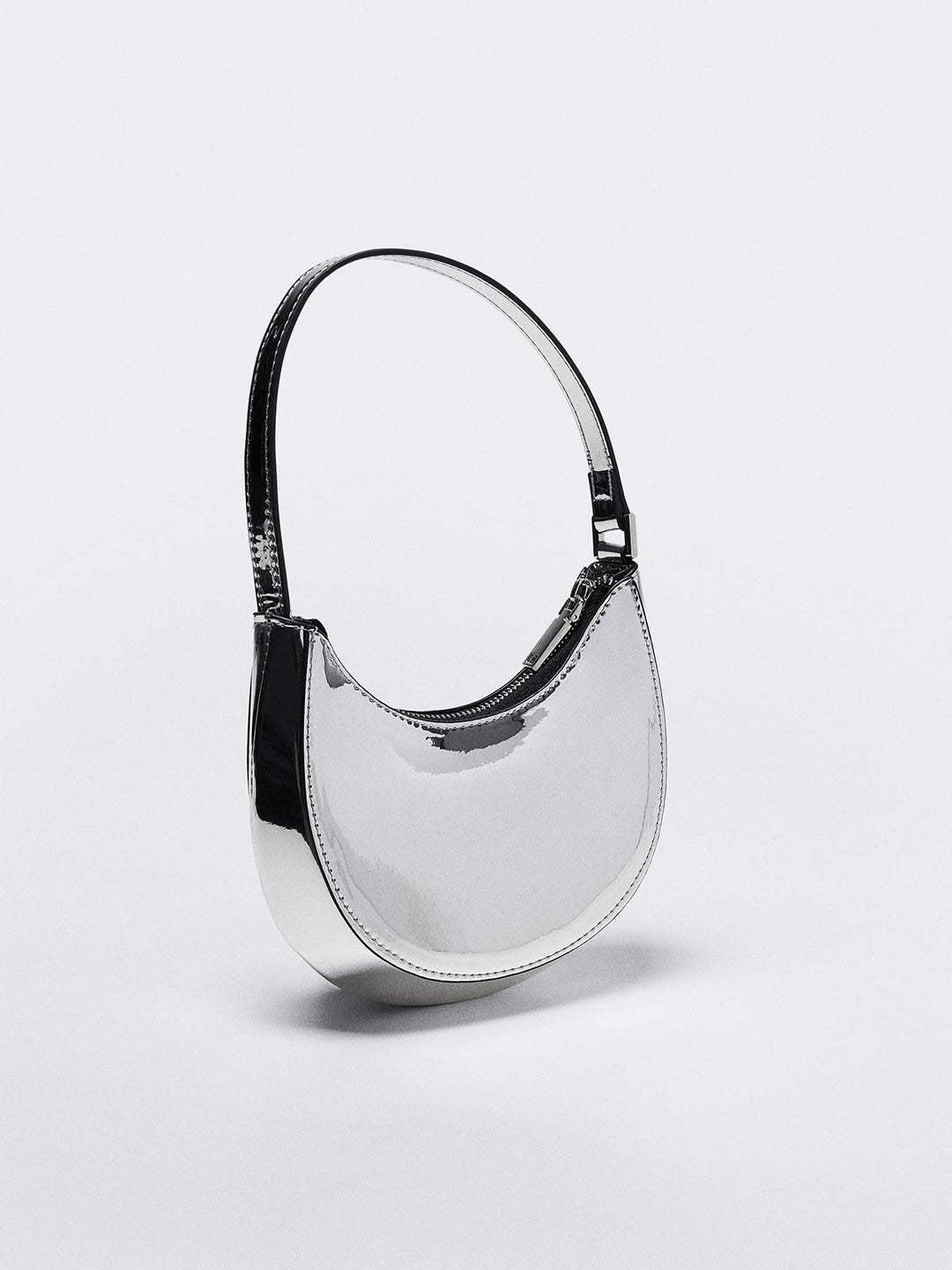 Half Moon Style Baguette Bag MANGO Silver