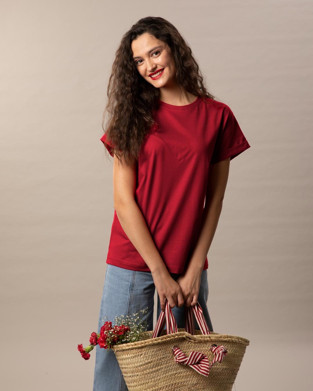 100% Cotton Blank T-shirts StarApps for her Strong Red