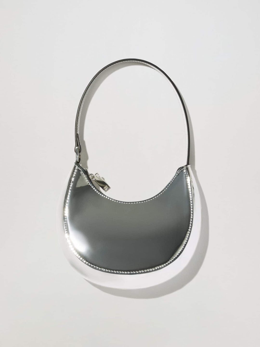 Half Moon Style Baguette Bag MANGO Silver