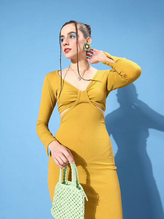 Solid Cut-Outs Bodycon Dress