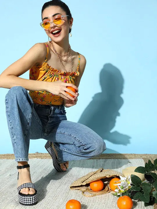 Floral Frilled Top