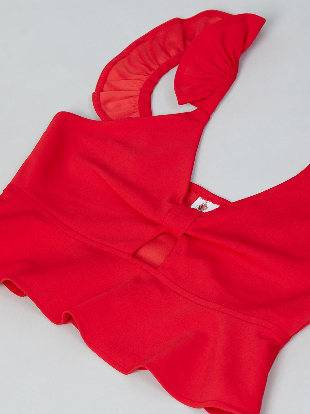 Women Red Solid Two-Piece Swim Set Athena