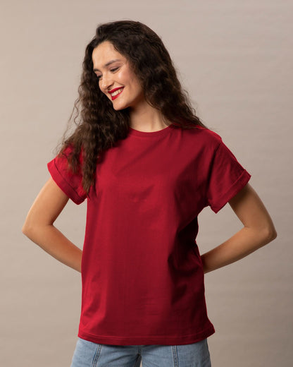 100% Cotton Blank T-shirts StarApps for her Strong Red